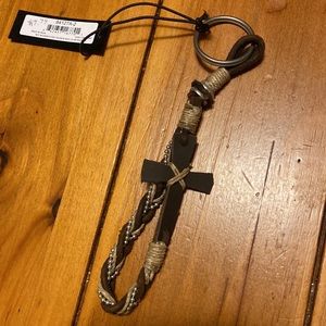 Boho very cool leather cross keychain!